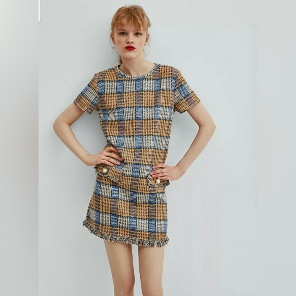 🔥🔥🔥Zara Plaid Windowpane Mini Dress